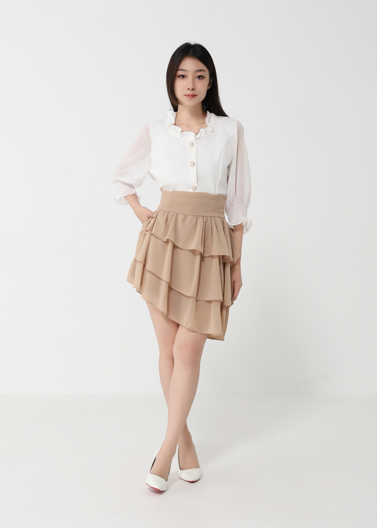 Irrgular Long Layered SKirt Pants 32862