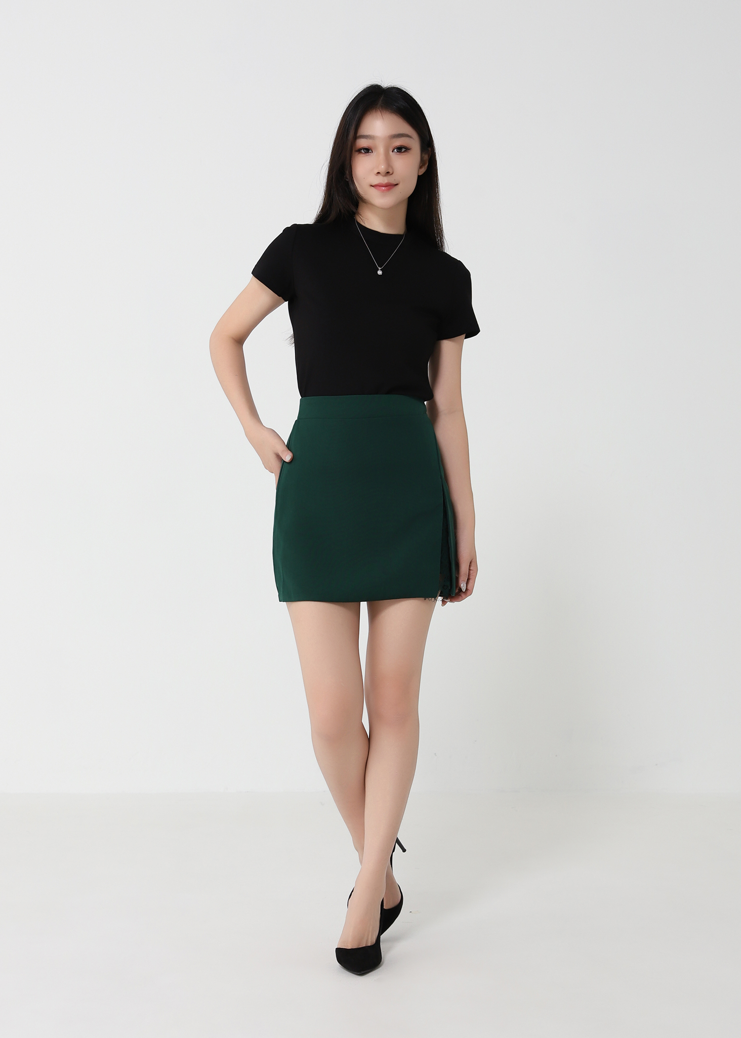 High Waist With Lace Split Skirt Pants 