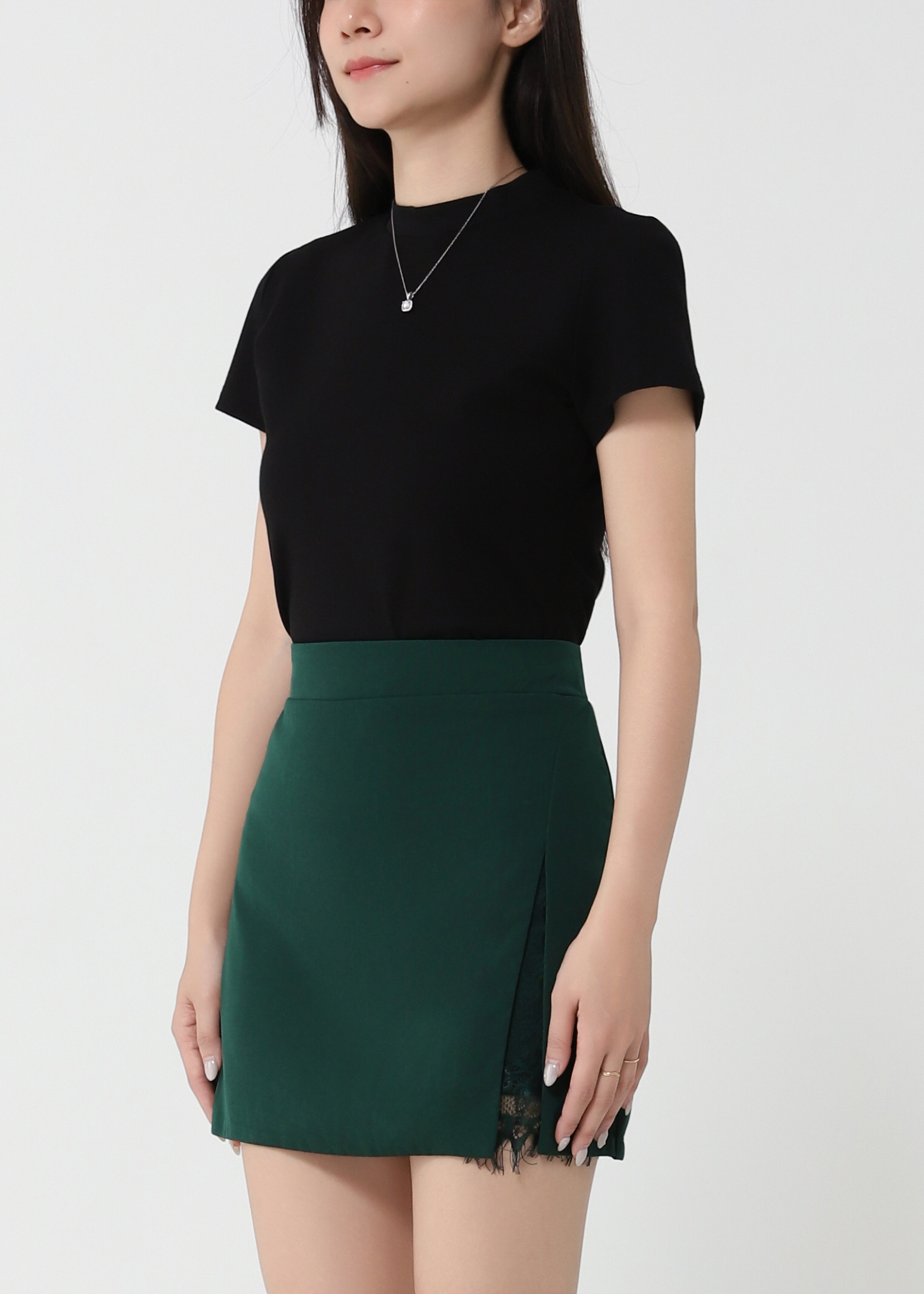 High Waist With Lace Split Skirt Pants 