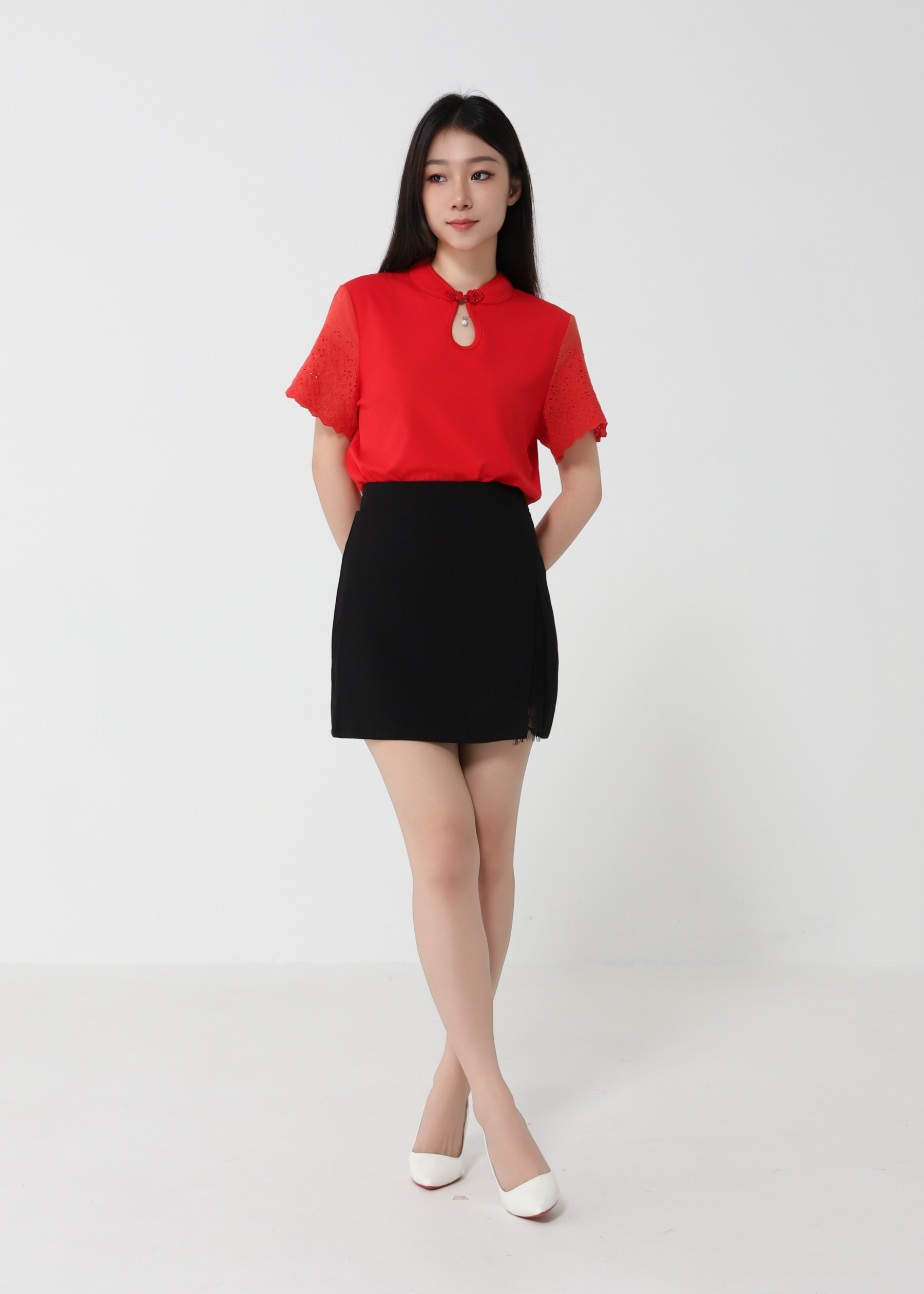 New Year Wear Eyelet Sleeve Top