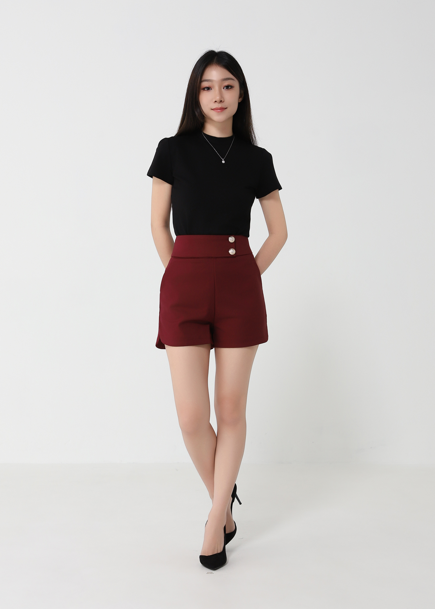 HIgh Waist Side Pocket Short Pants 