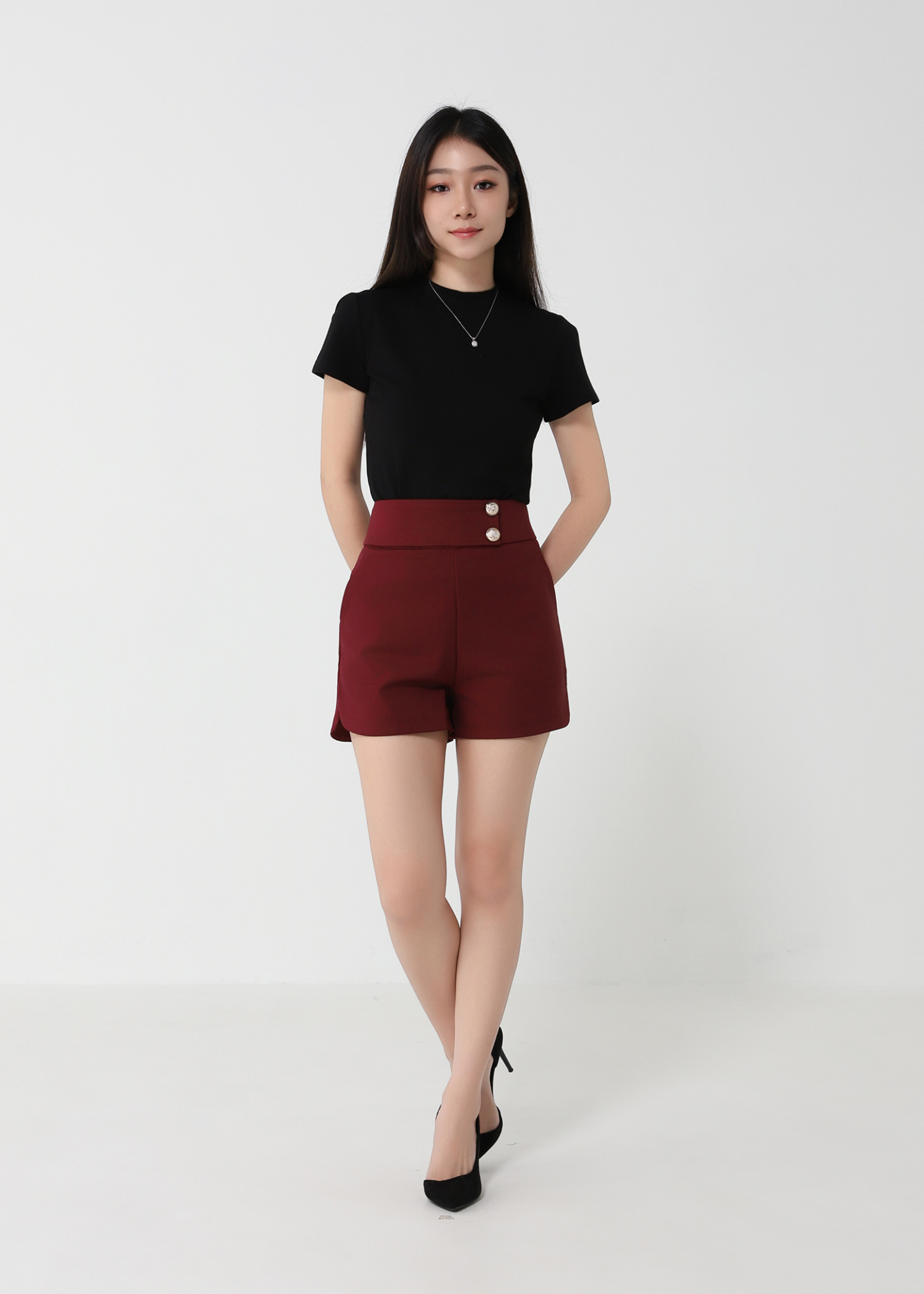 HIgh Waist Side Pocket Short Pants 