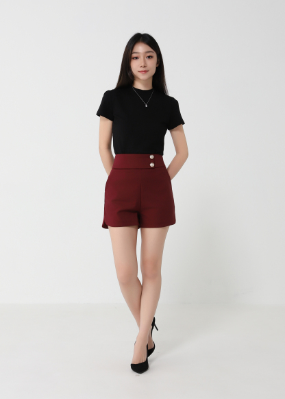 HIgh Waist Side Pocket Short Pants 