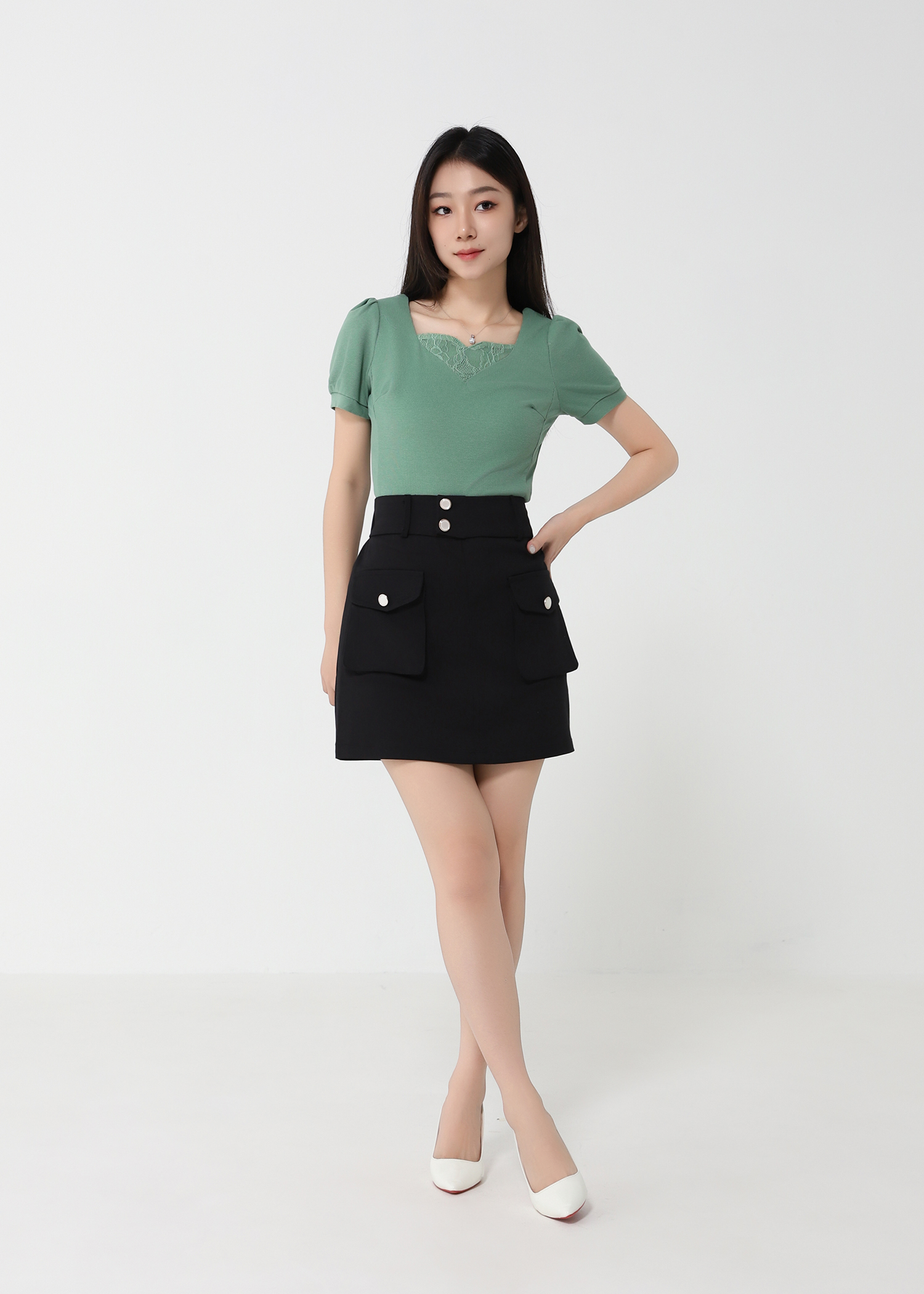 HIgh Waist Front Pocket Skirt Pants 32894