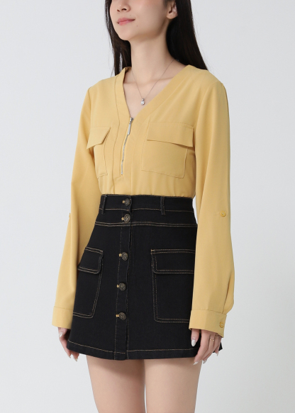 Denim Front Breasted Button Skirt Pants 