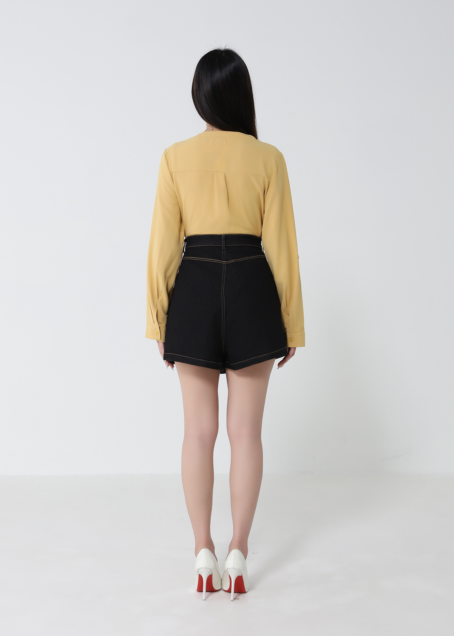 Denim Front Breasted Button Skirt Pants 
