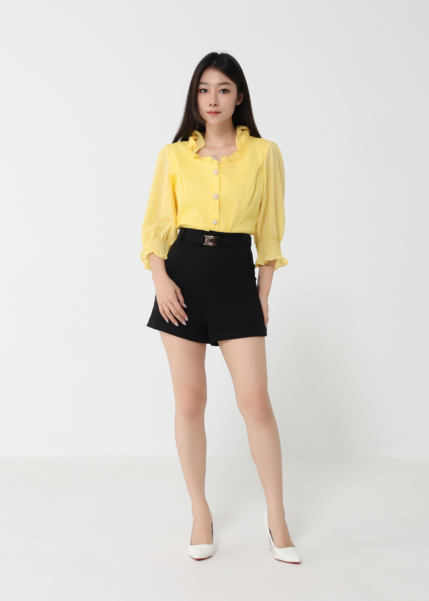 High Waist Side Pocket Short pants 32996