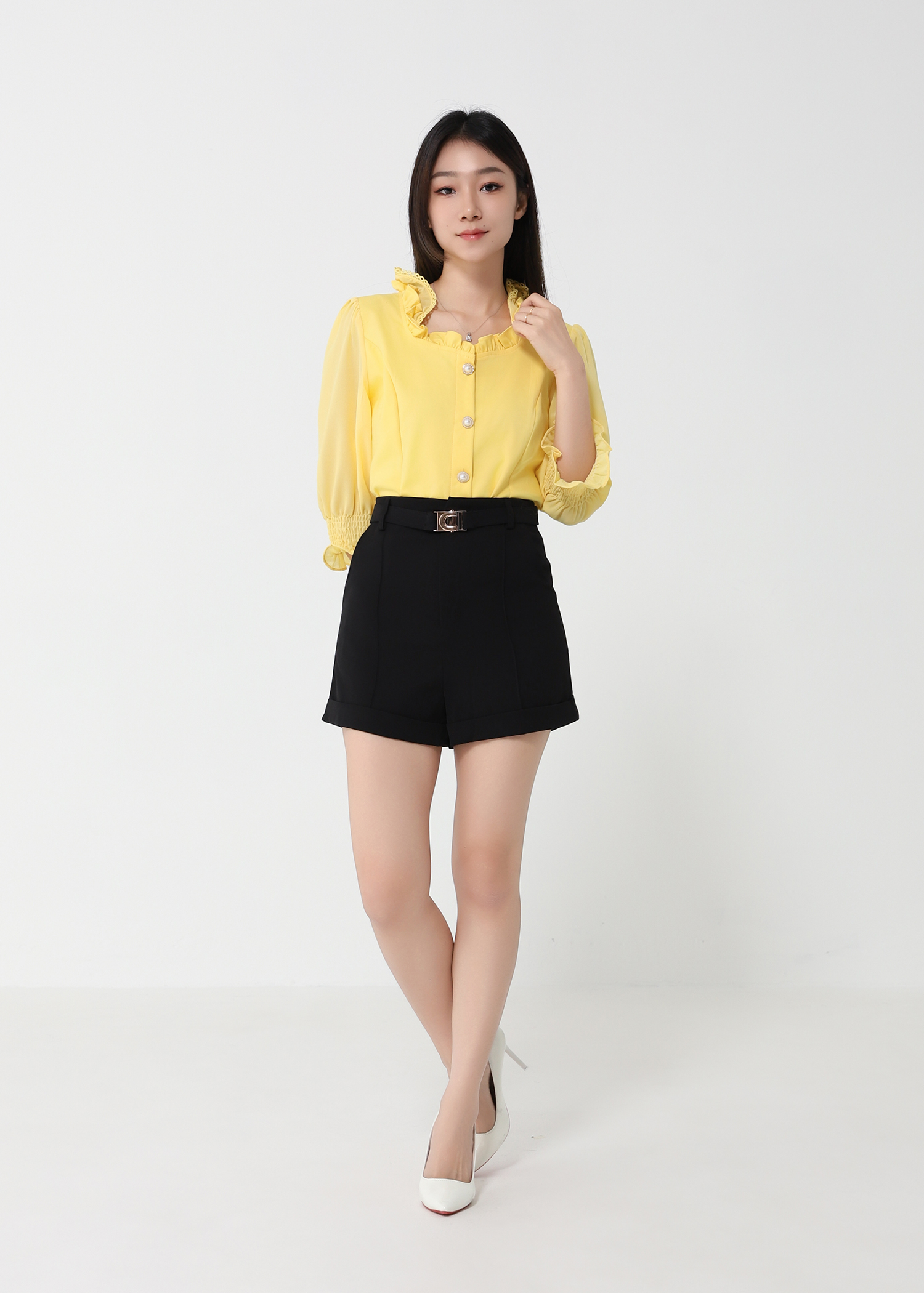 High Waist Side Pocket Short pants 32996