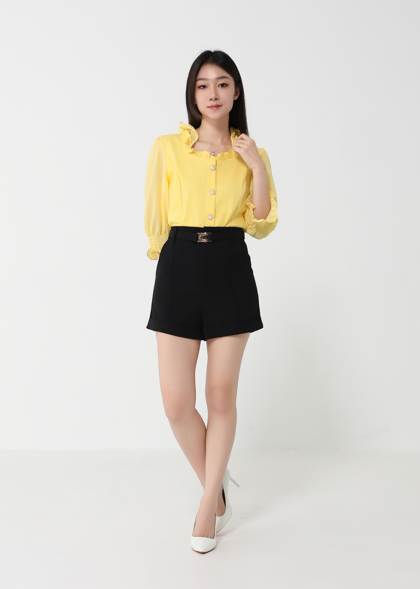 High Waist Side Pocket Short pants 32996