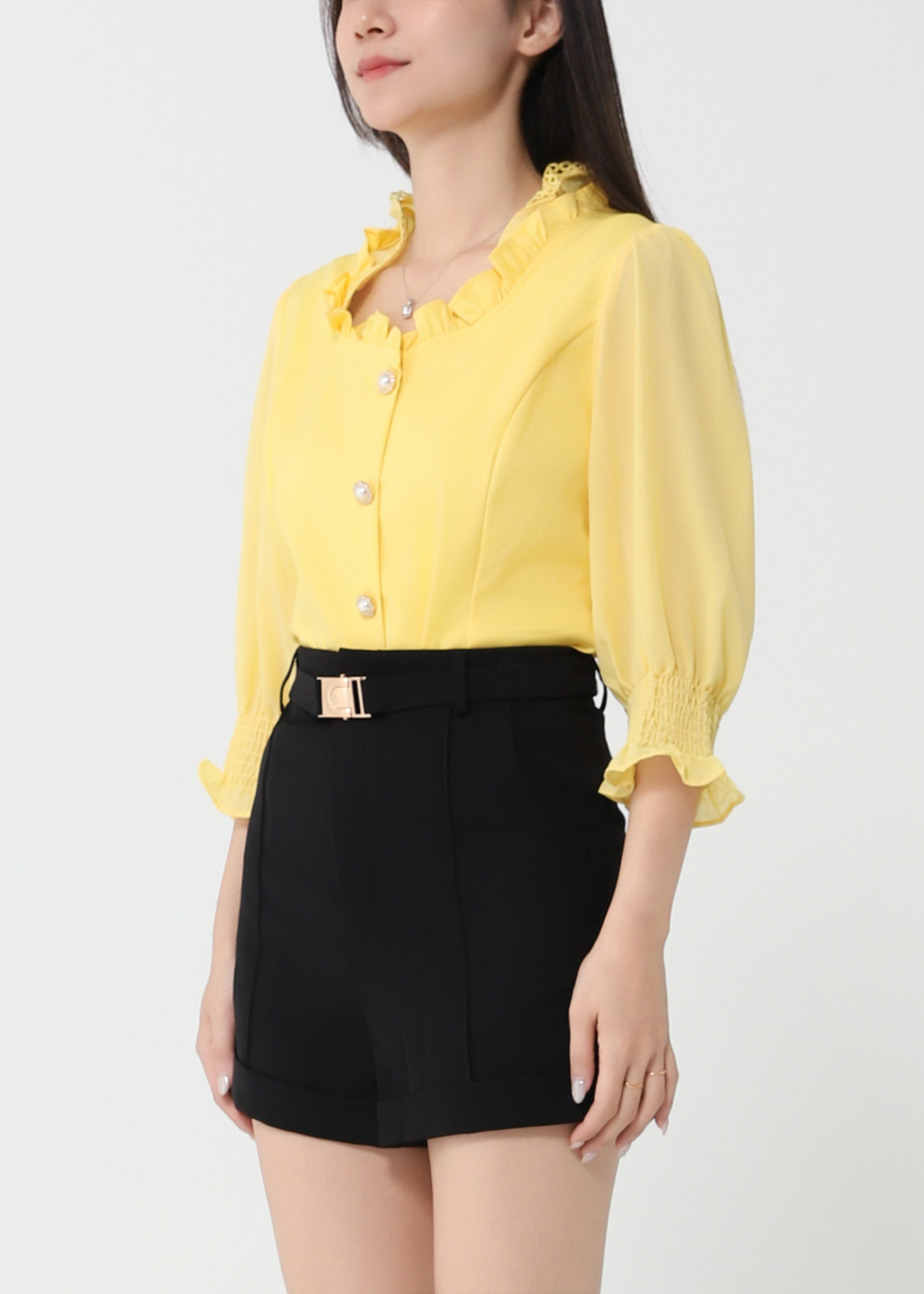 High Waist Side Pocket Short pants 32996