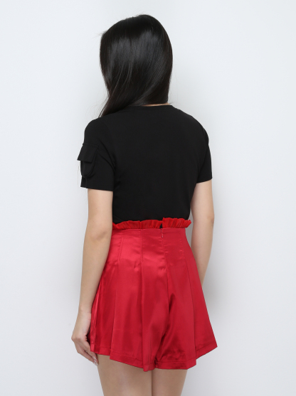Front Button Pleated Short Pant 33057