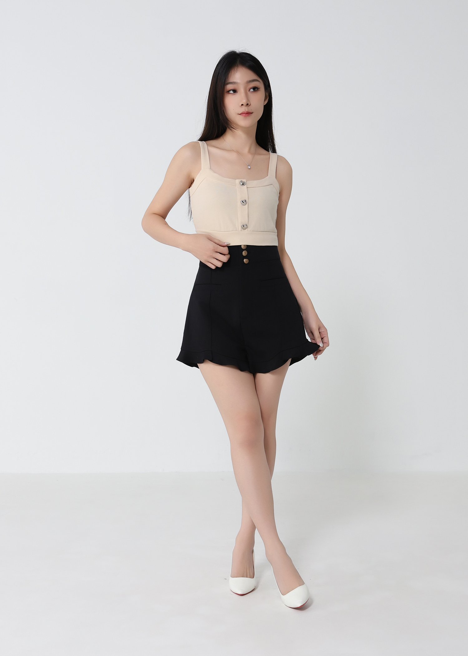 Sleeveless Front Button Top 