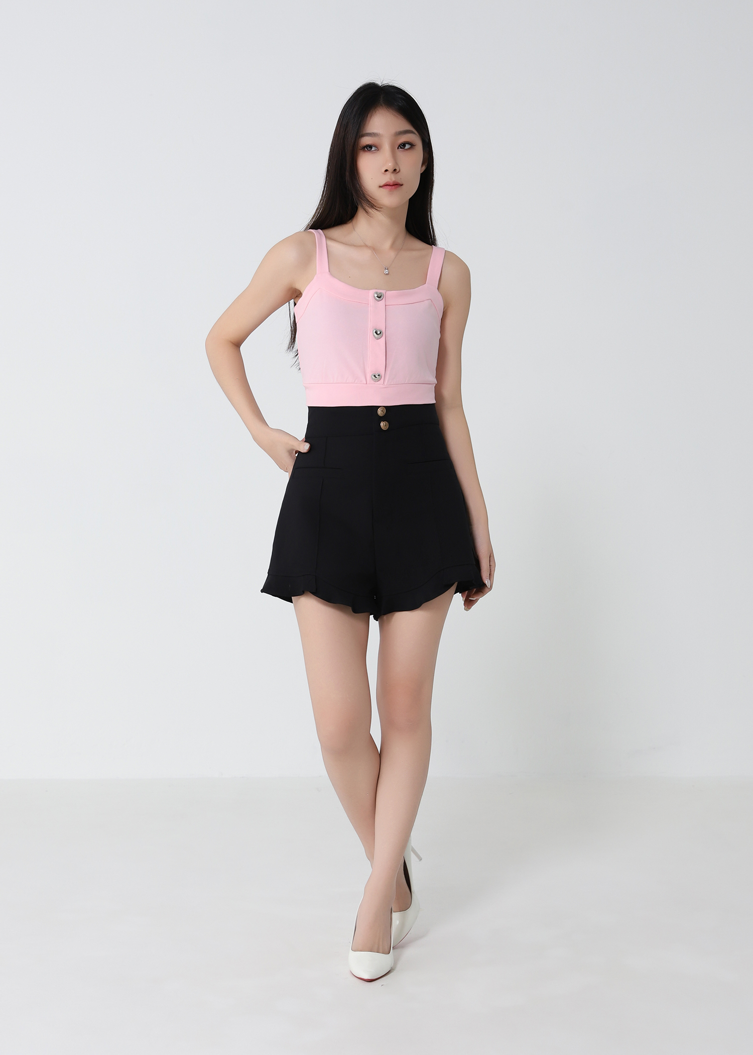 Sleeveless Front Button Top
