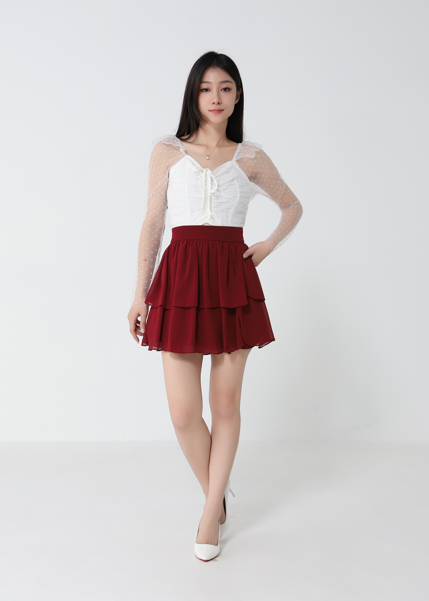 High Waist Pleated Skirt Pant 33050