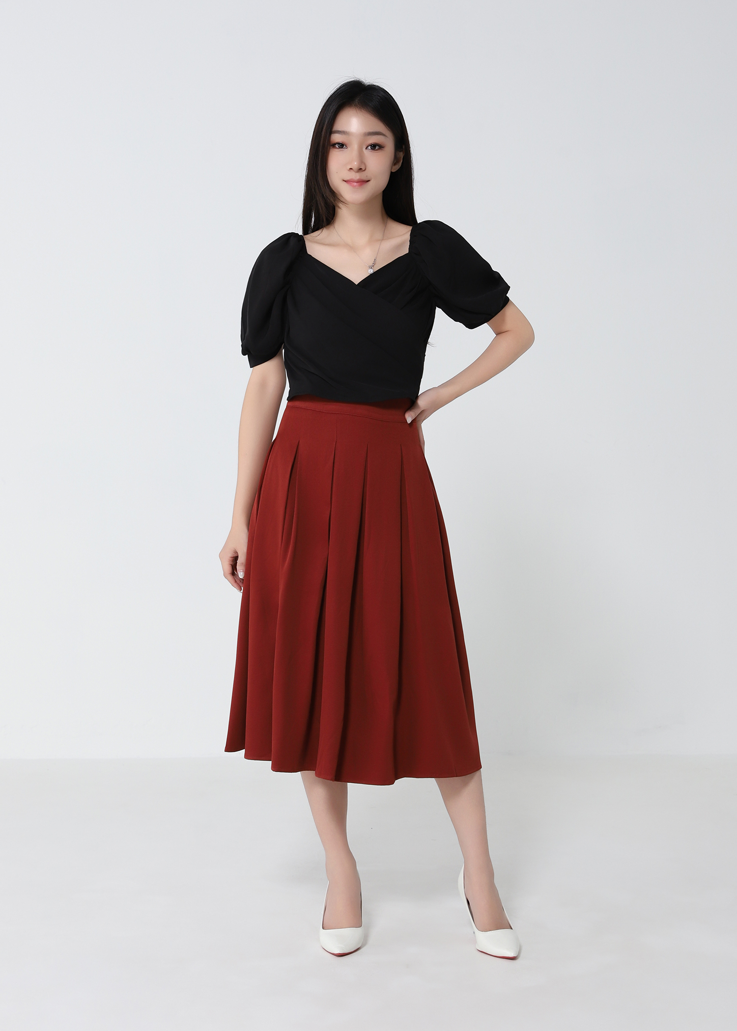 High Waist Pleated Skirt 32964