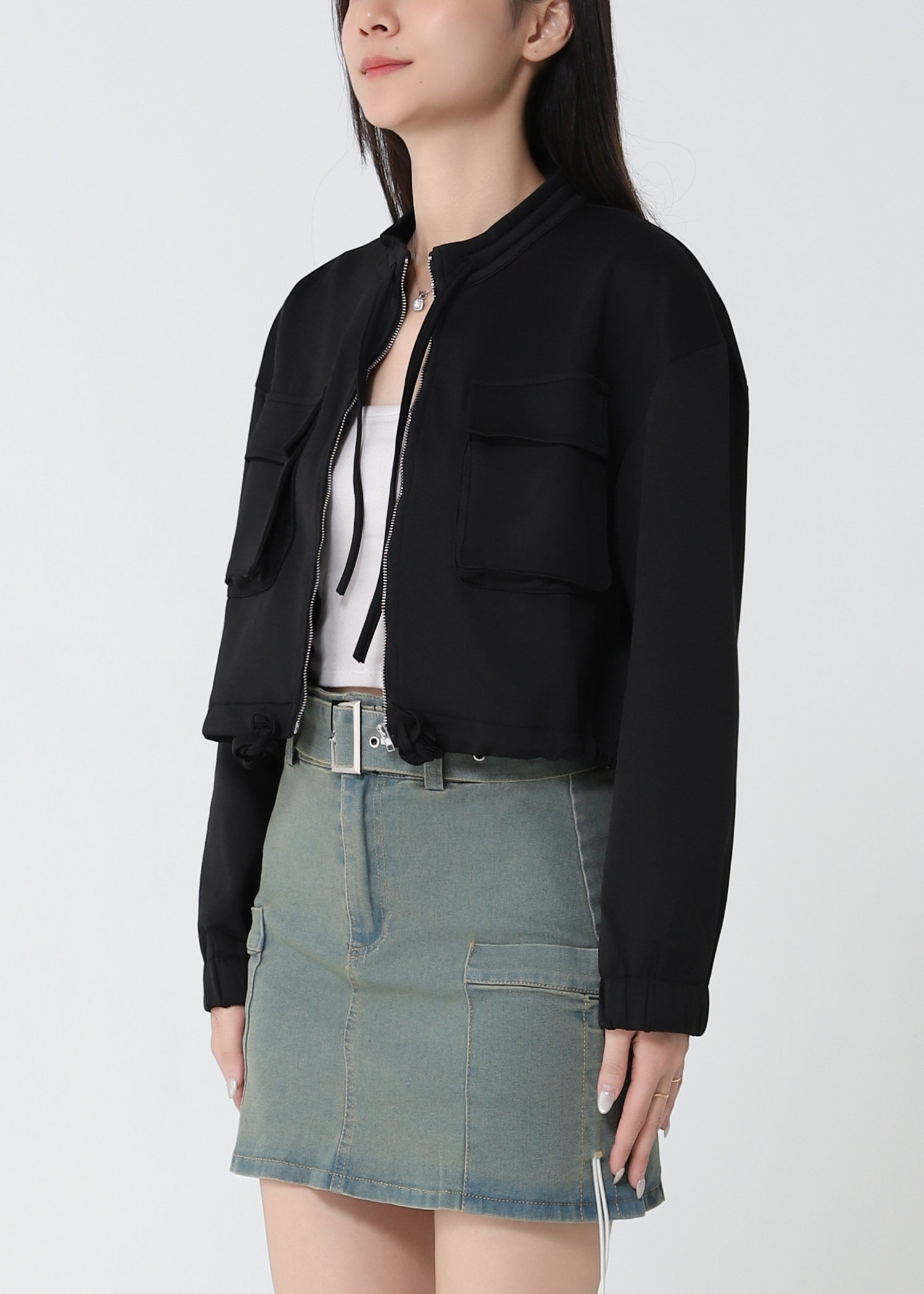Side Pocket Denim With Belt Skirt Pants 33095