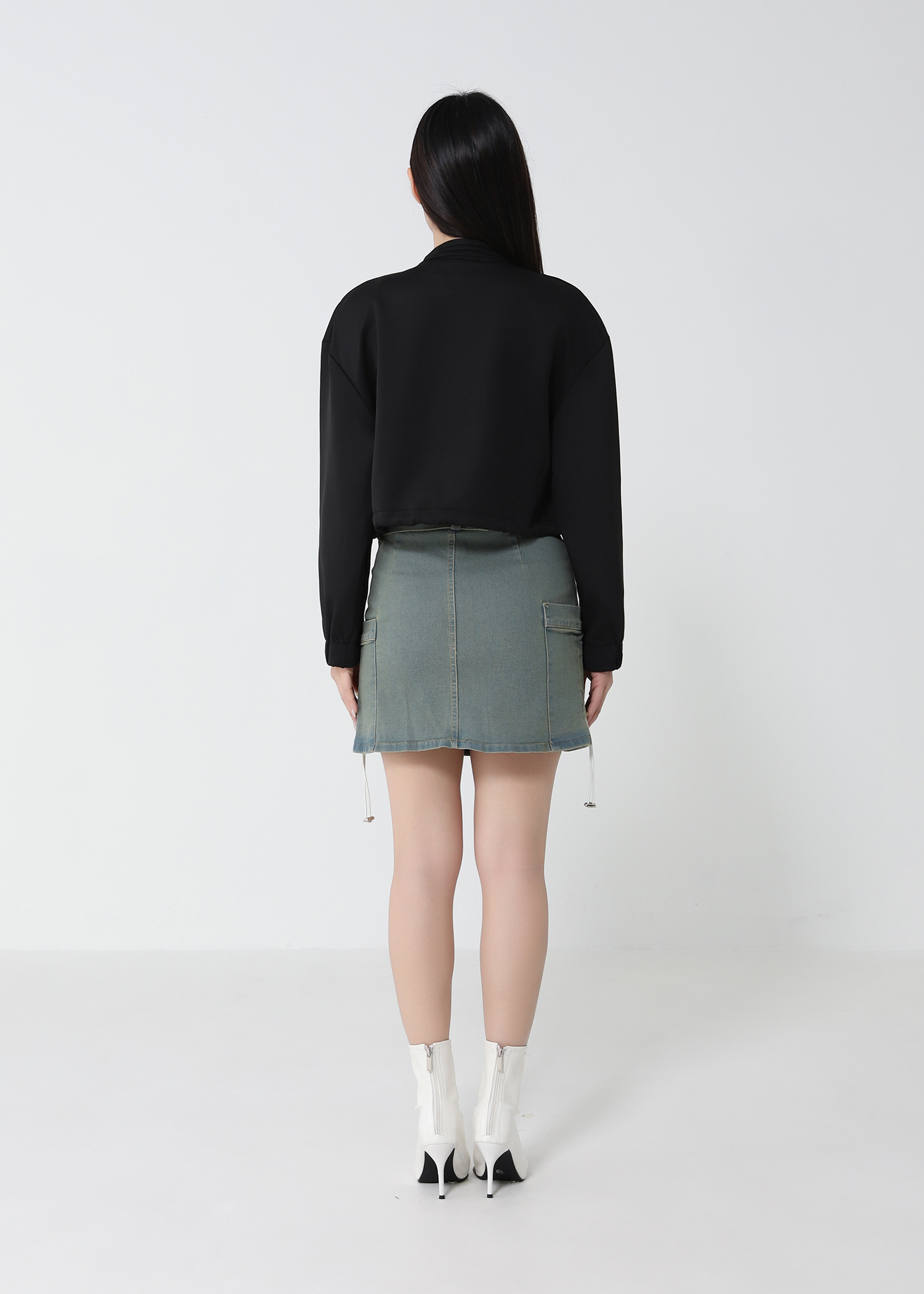 Side Pocket Denim With Belt Skirt Pants 33095