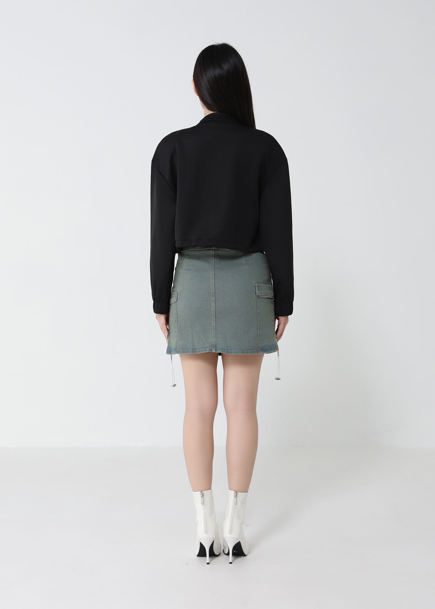 Side Pocket Denim With Belt Skirt Pants 33095