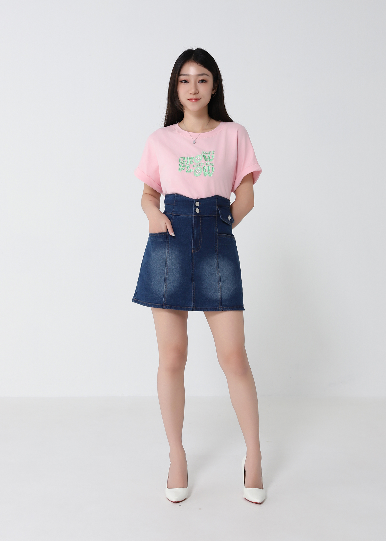 Denim Front Pocket Skirt Pant 