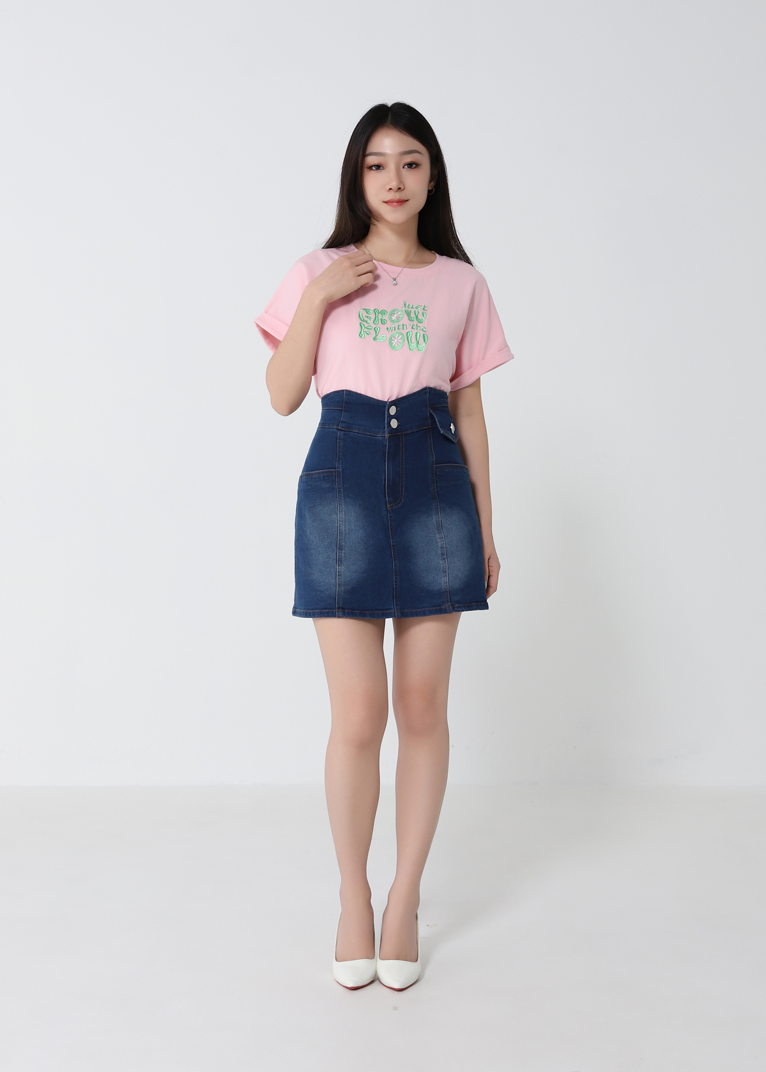 Denim Front Pocket Skirt Pant 
