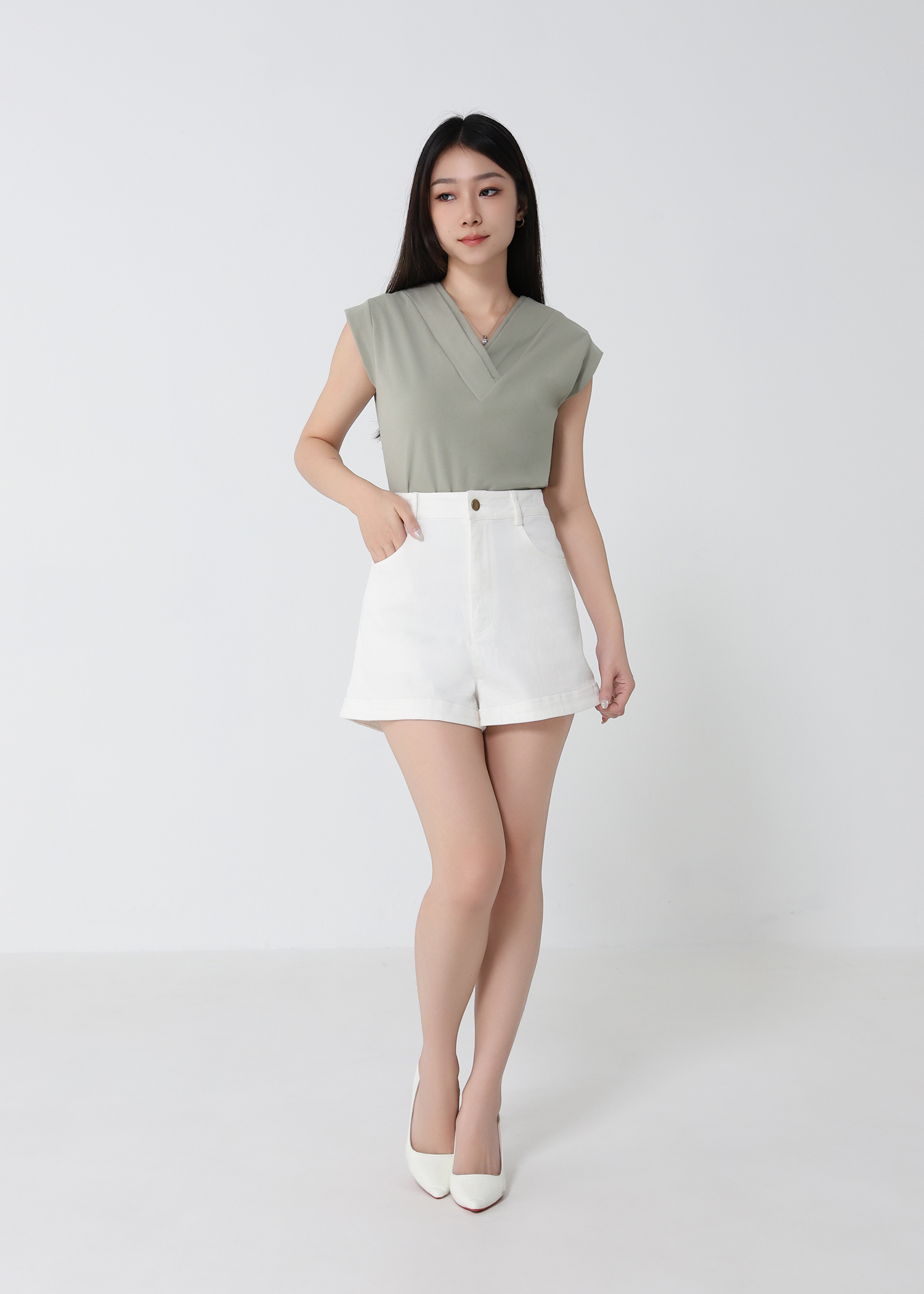 Denim High Waist Short Pants 
