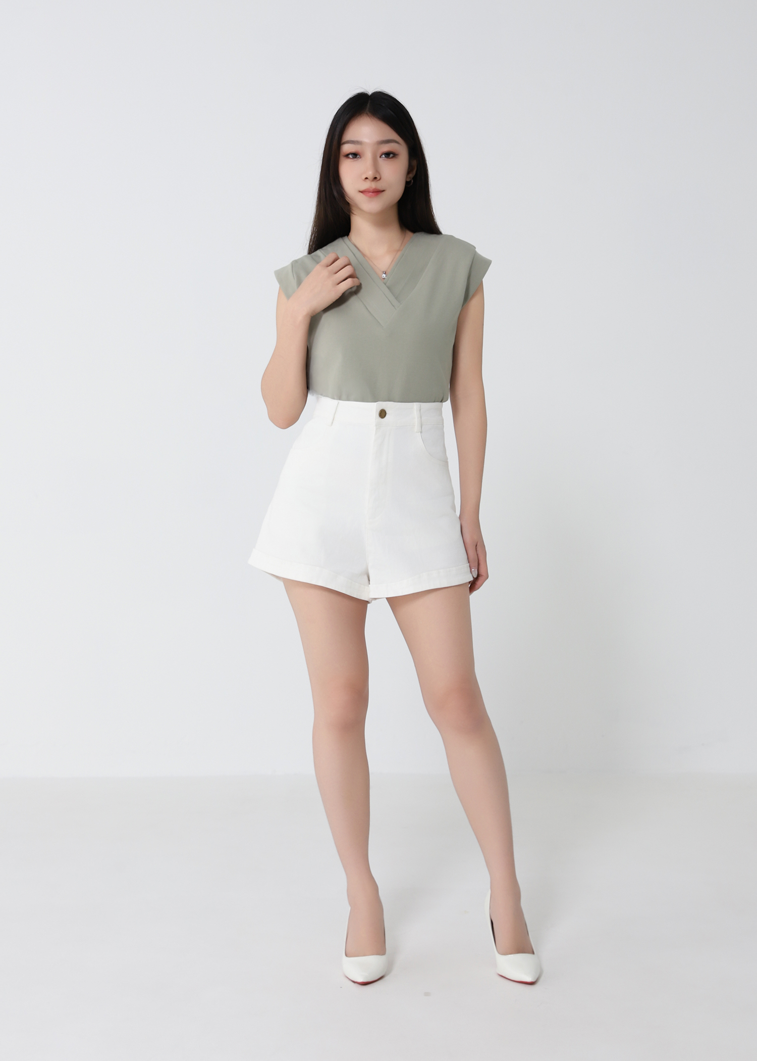 Denim High Waist Short Pants 