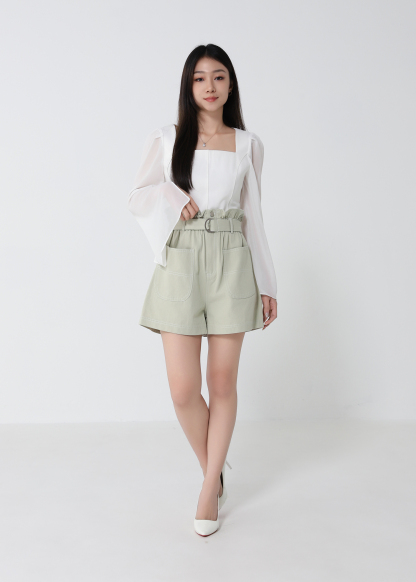High Waist With Belt Short Pants 33078
