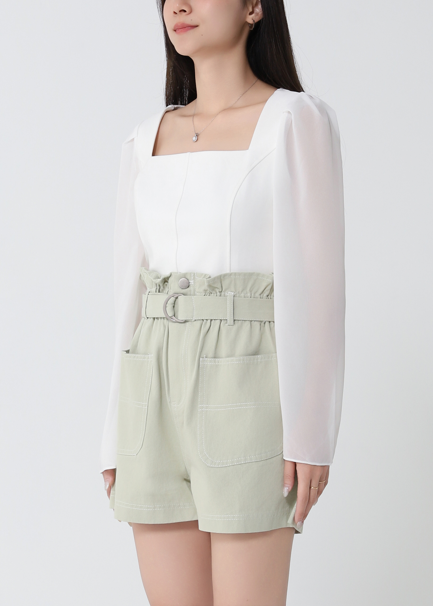 High Waist With Belt Short Pants 33078