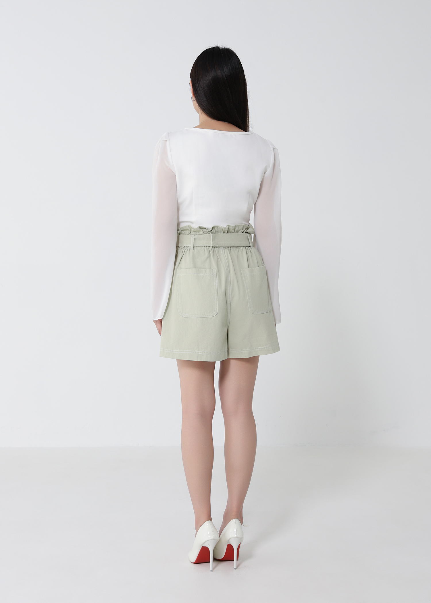 High Waist With Belt Short Pants 33078