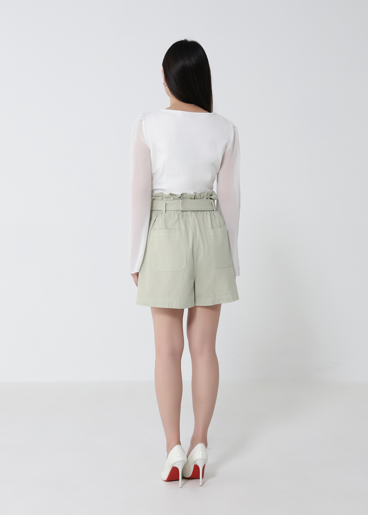 High Waist With Belt Short Pants 33078