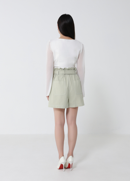 High Waist With Belt Short Pants 33078