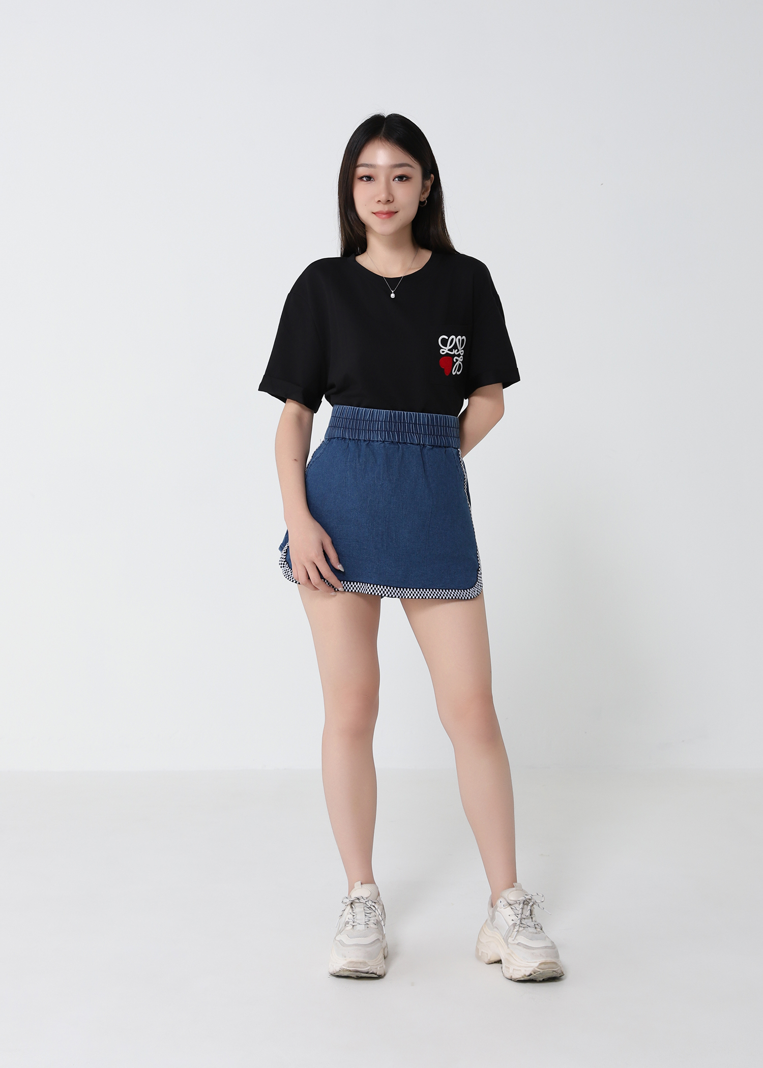 High Waist Denim Side Pocket Skirt Pants 
