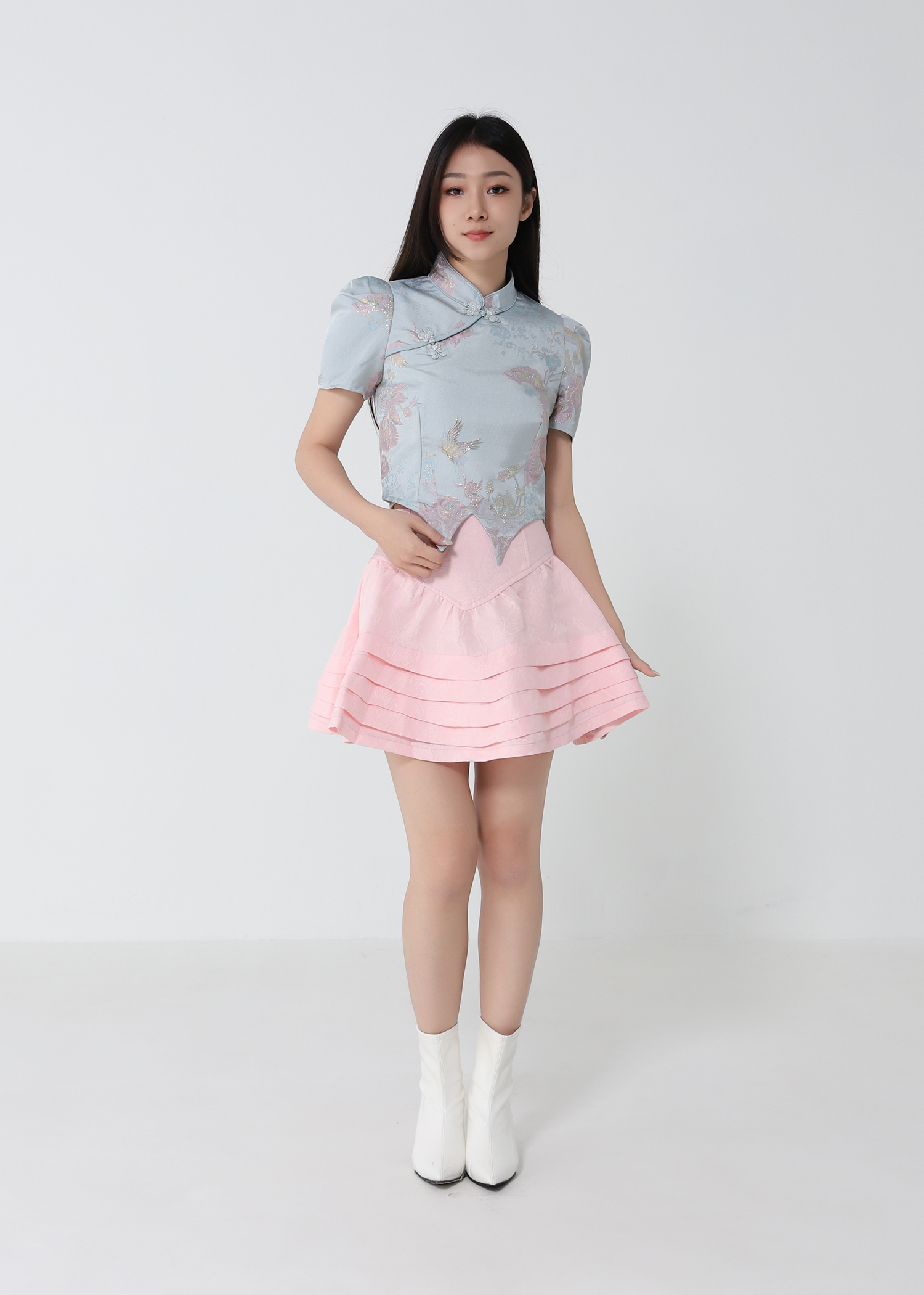 Short Sleeve Back Zip New Year Top 33207
