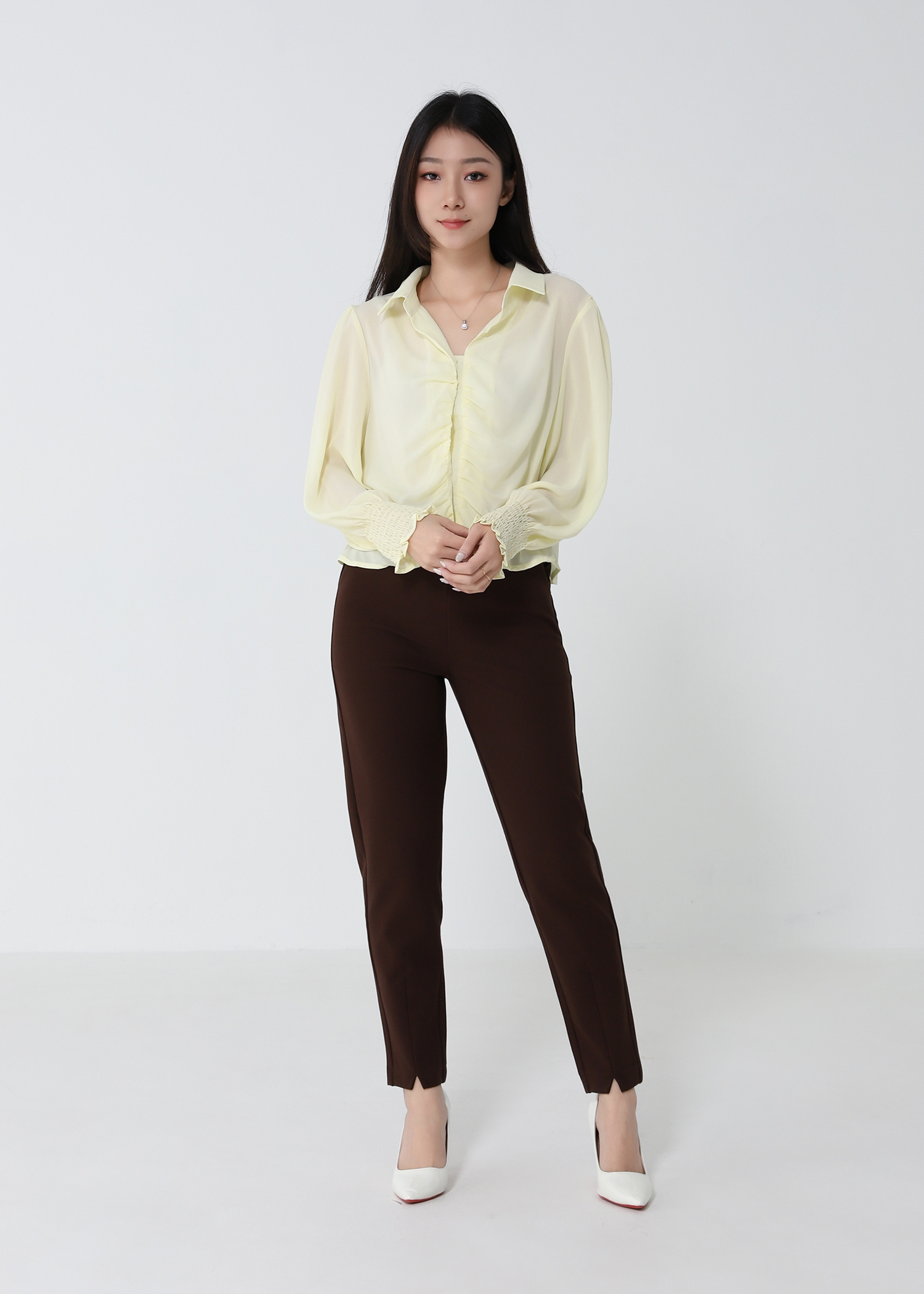 Long Sleeve Pleated Top 33258