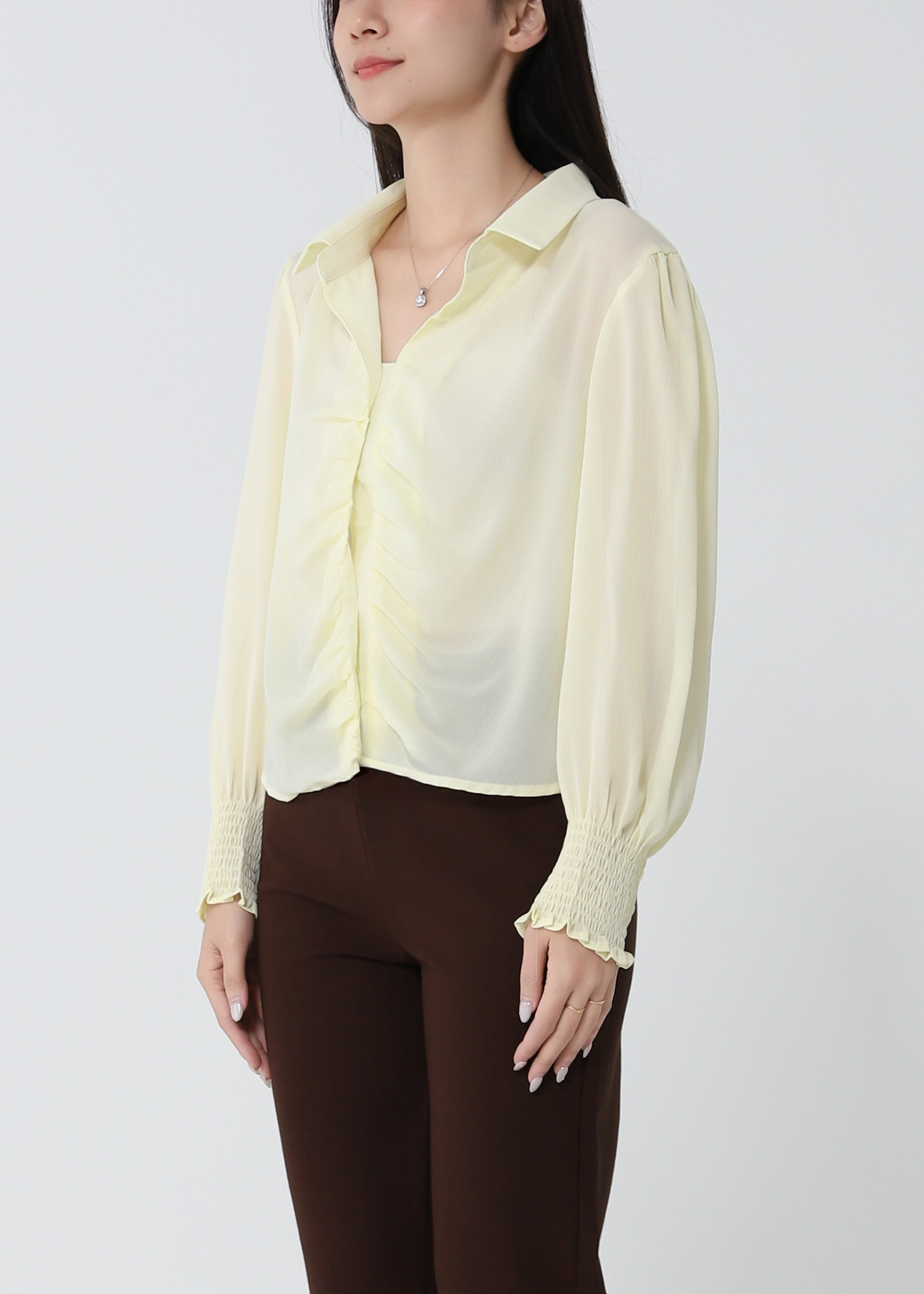 Long Sleeve Pleated Top 33258