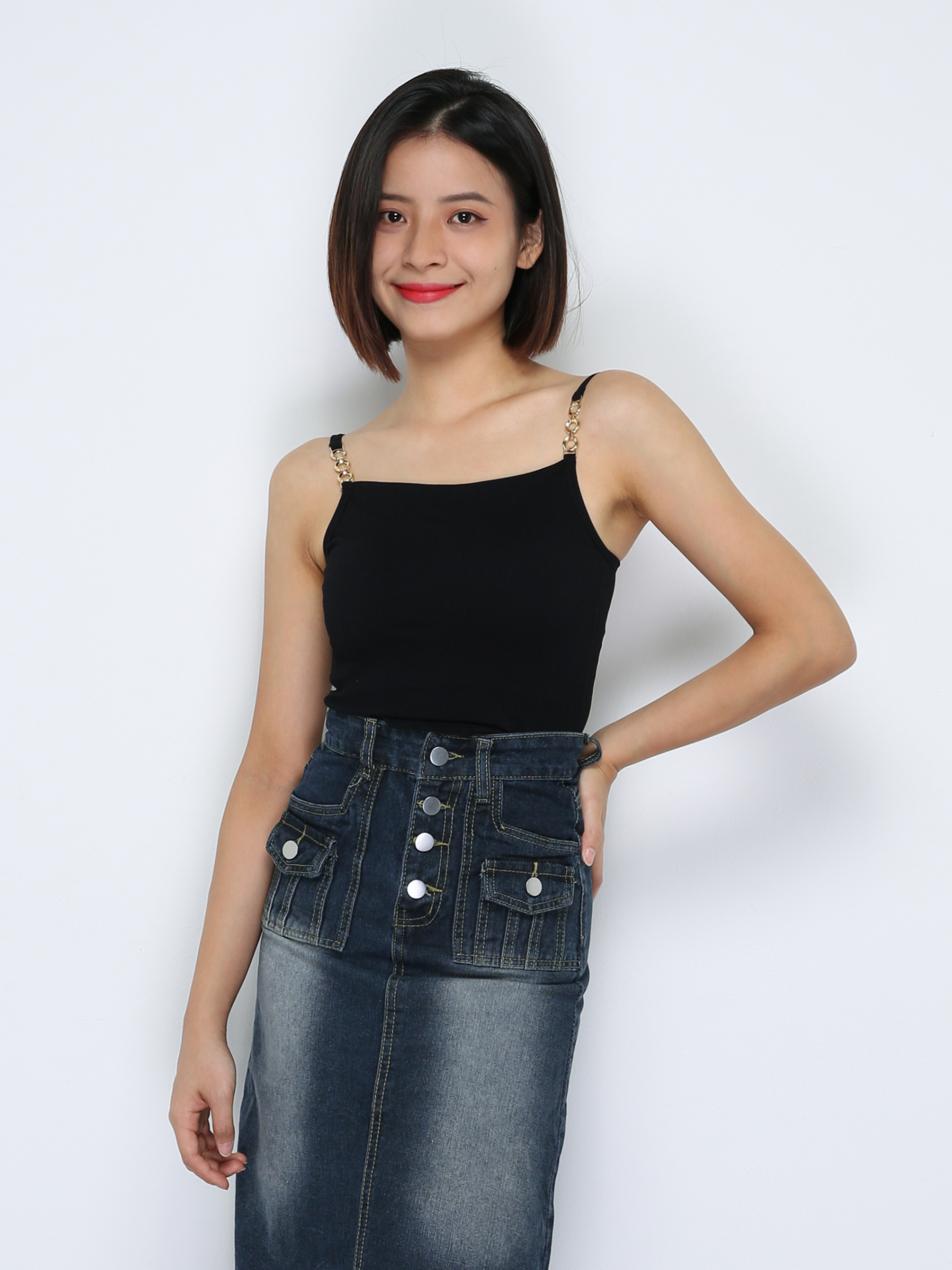 Sleeveless With Decorative Gold Buckle Top 33342