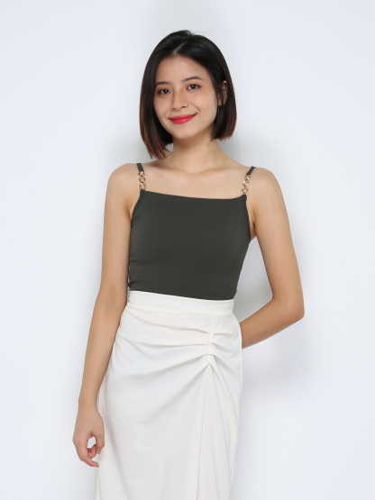 Sleeveless With Decorative Gold Buckle Top 33342