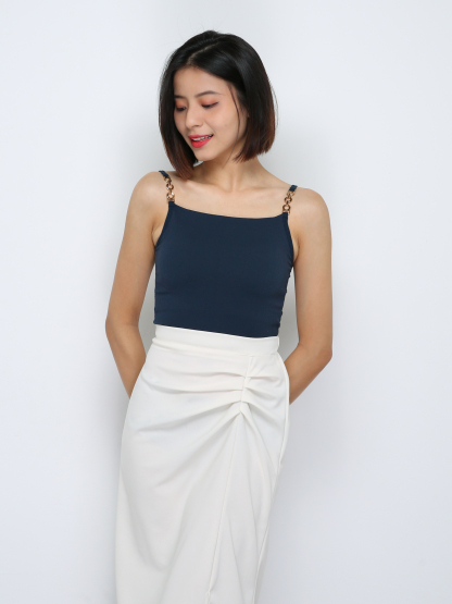 Sleeveless With Decorative Gold Buckle Top 33342