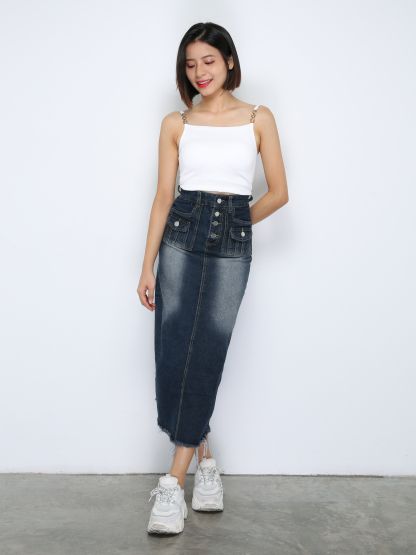 Sleeveless With Decorative Gold Buckle Top 33342