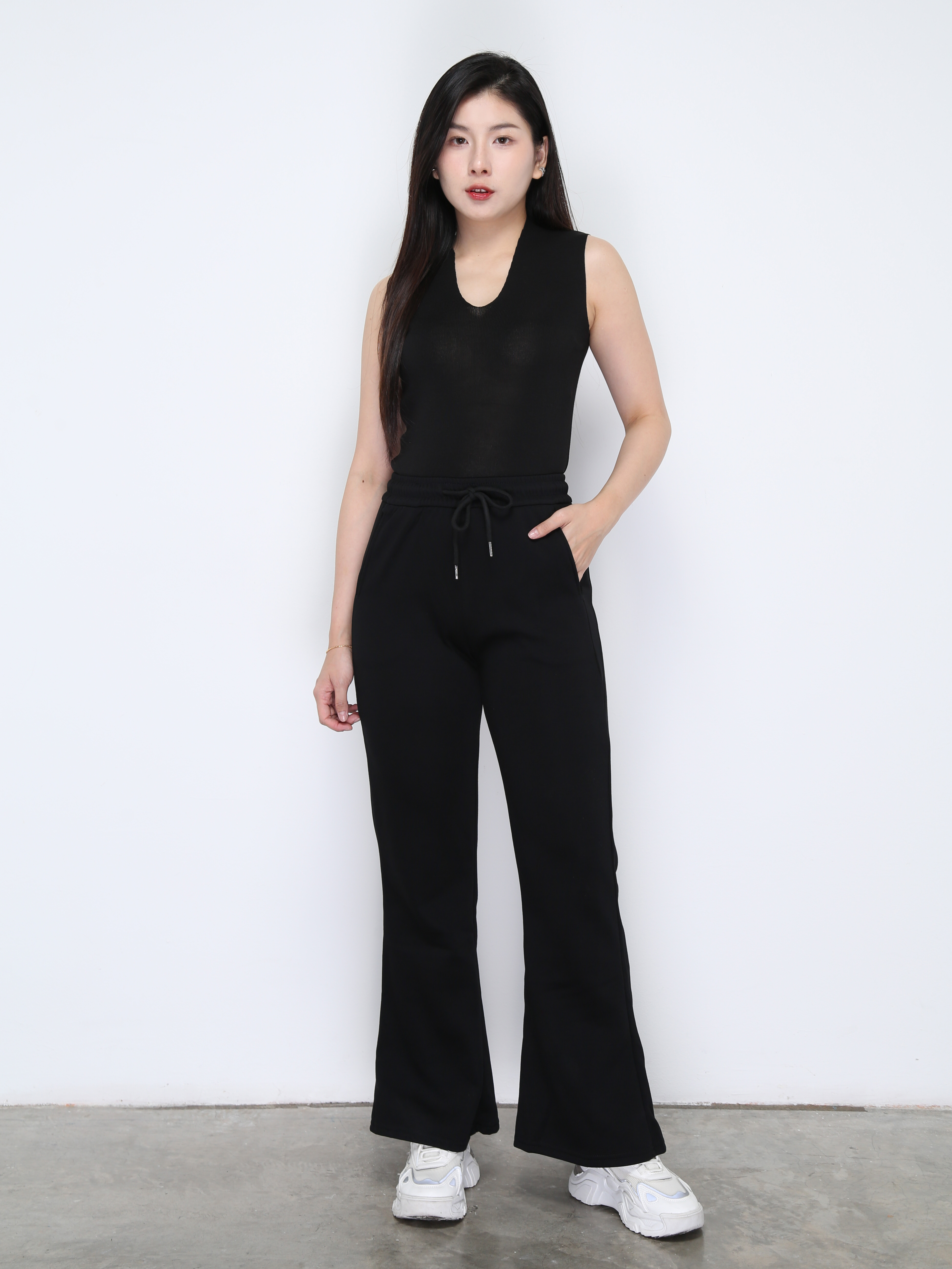 High Elastic Waist Front Pocket Long Pant 33401