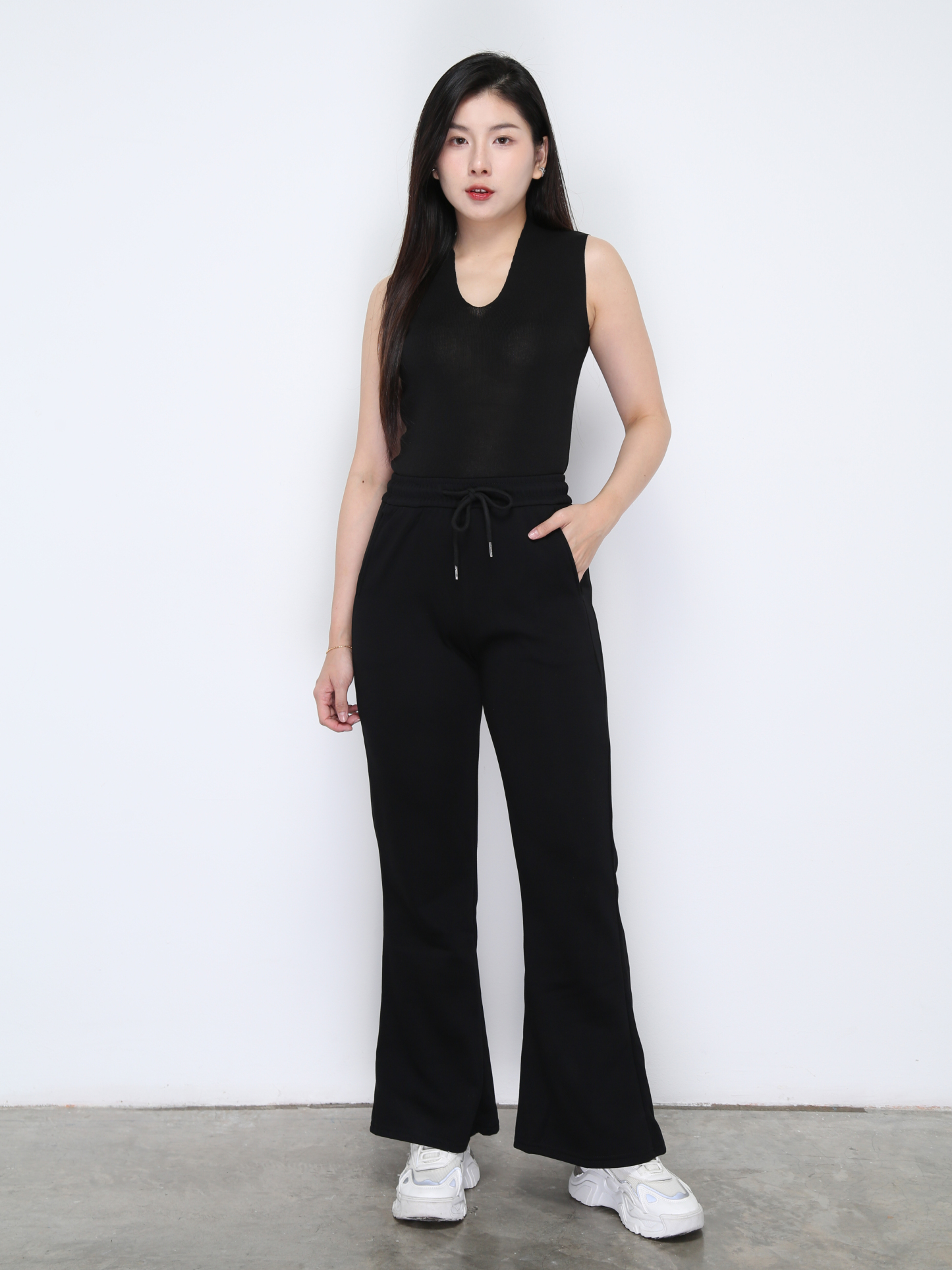 High Elastic Waist Front Pocket Long Pant 33401