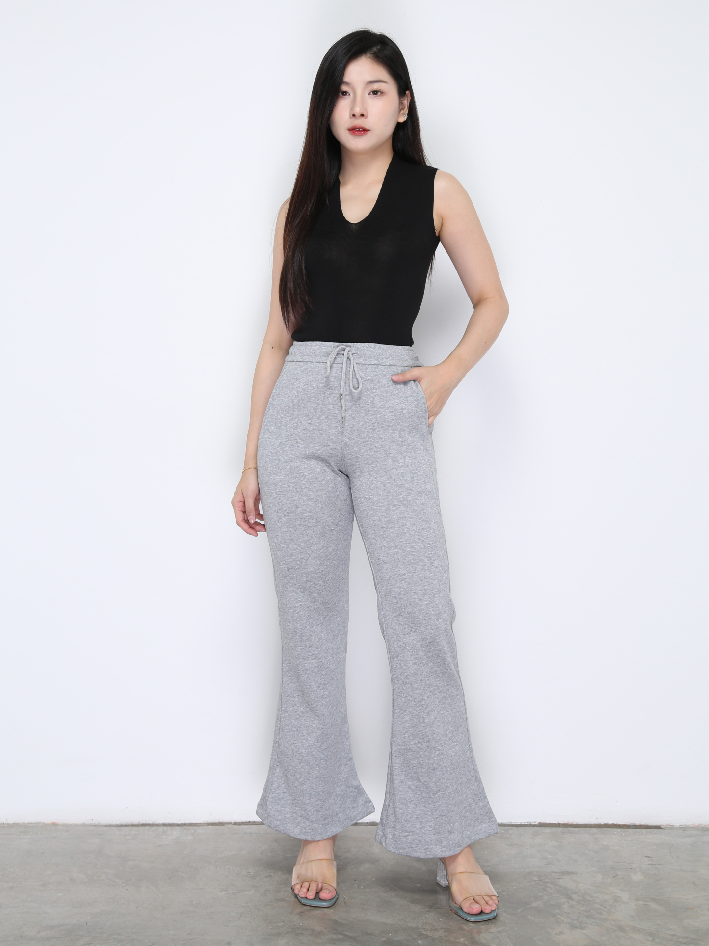 High Elastic Waist Front Pocket Long Pant 33401