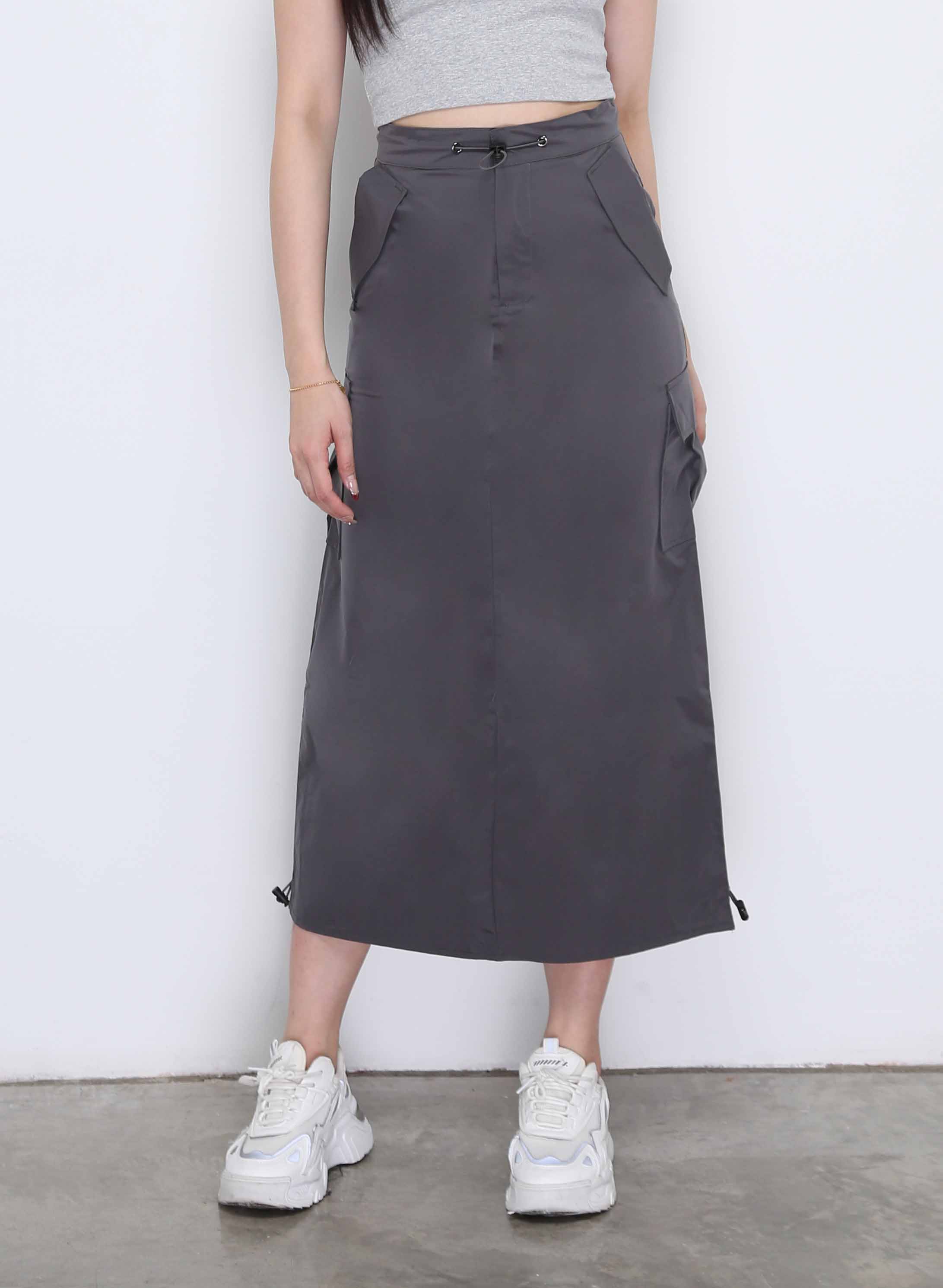 Side Drawstring Long Skirt 33499