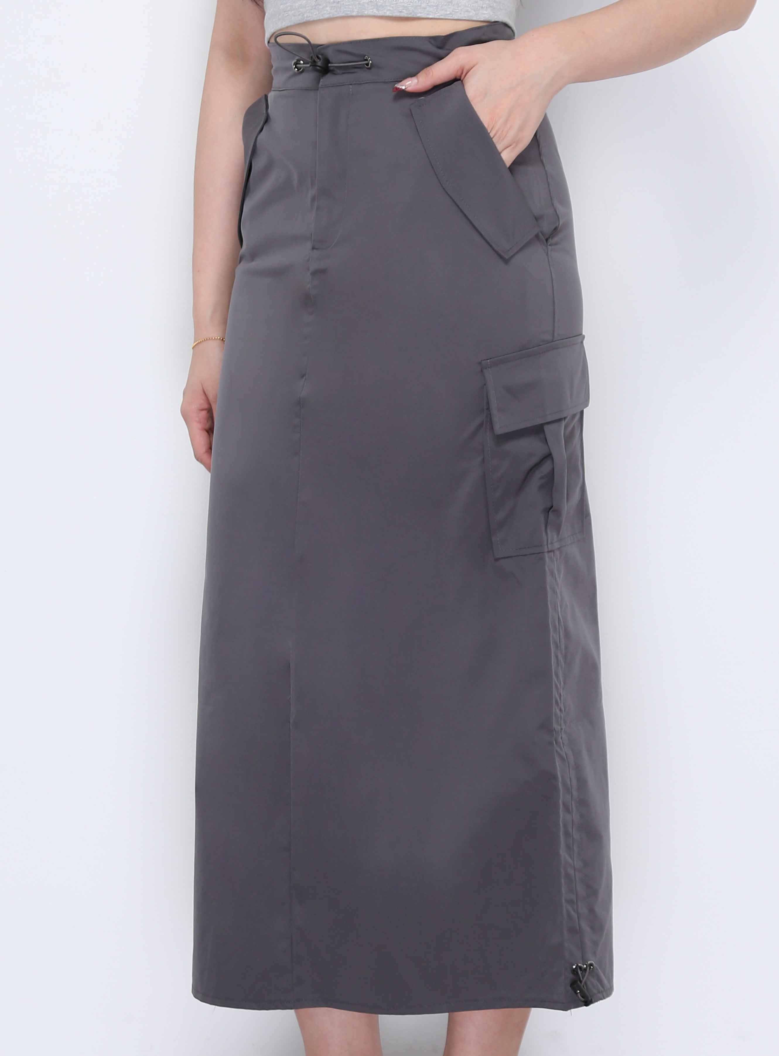 Side Drawstring Long Skirt 33499