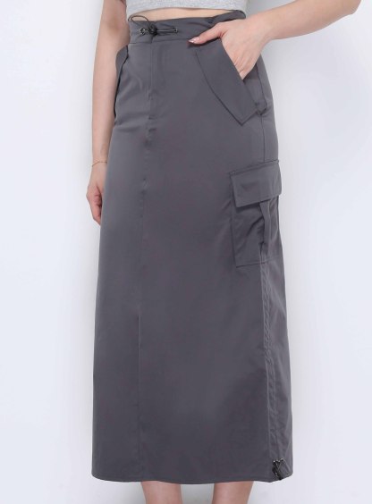 Side Drawstring Long Skirt 33499
