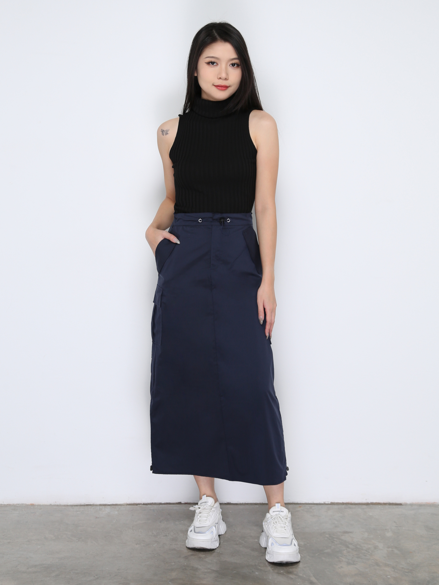 Side Drawstring Long Skirt 33499