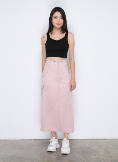 Side Drawstring Long Skirt 33499