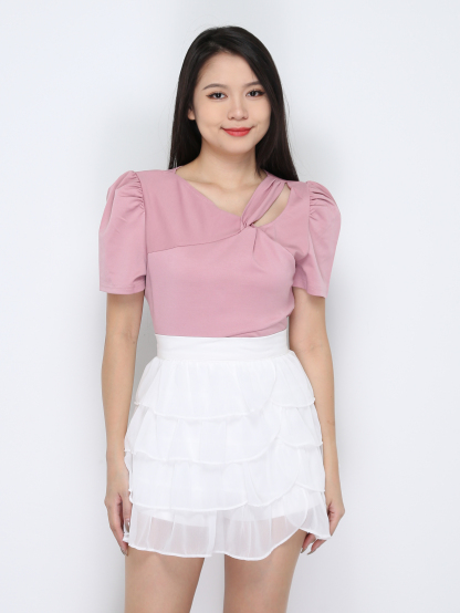 Short Sleeve Pleated Top 33537