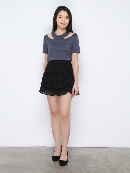 Layered Net Skirt Pants 33564