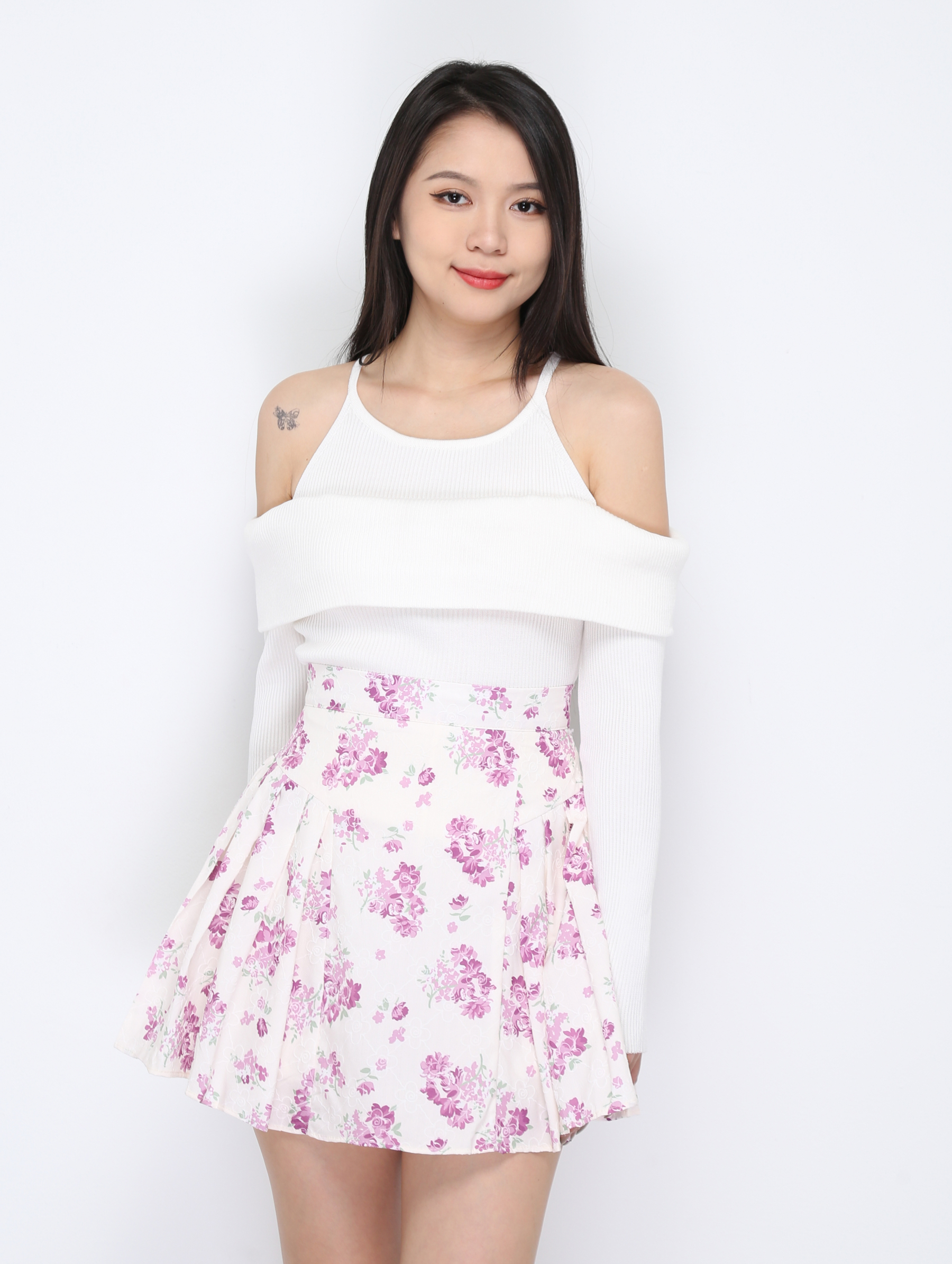 High Waist Floral Side Pleated Skirt Pants 33567